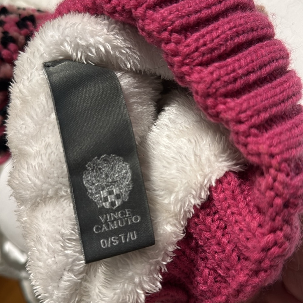 Vince Camuto Pink Knit Pom-Pom Hat - Picture 2 of 2